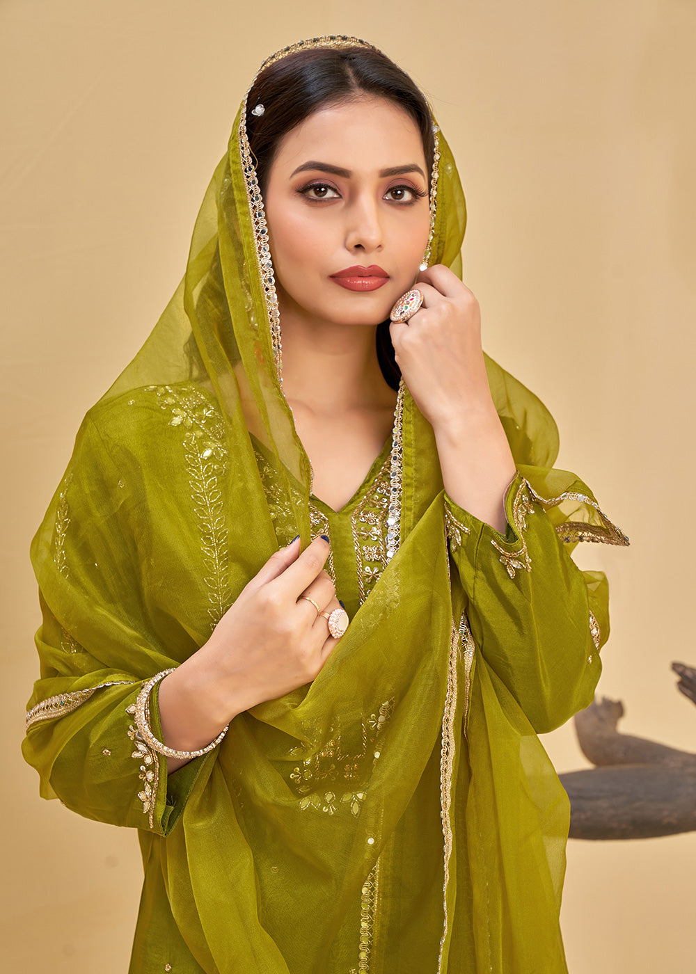 Lime Green Woven Silk Suit